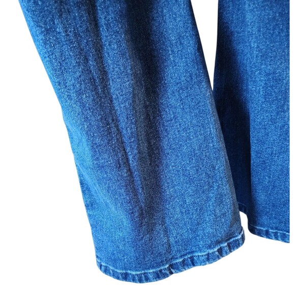 Project/Rebel Stretch Denim Jumpsuit Womens Flare Leg Blue Zip Short Sleeve Sz M - Picture 6 of 11